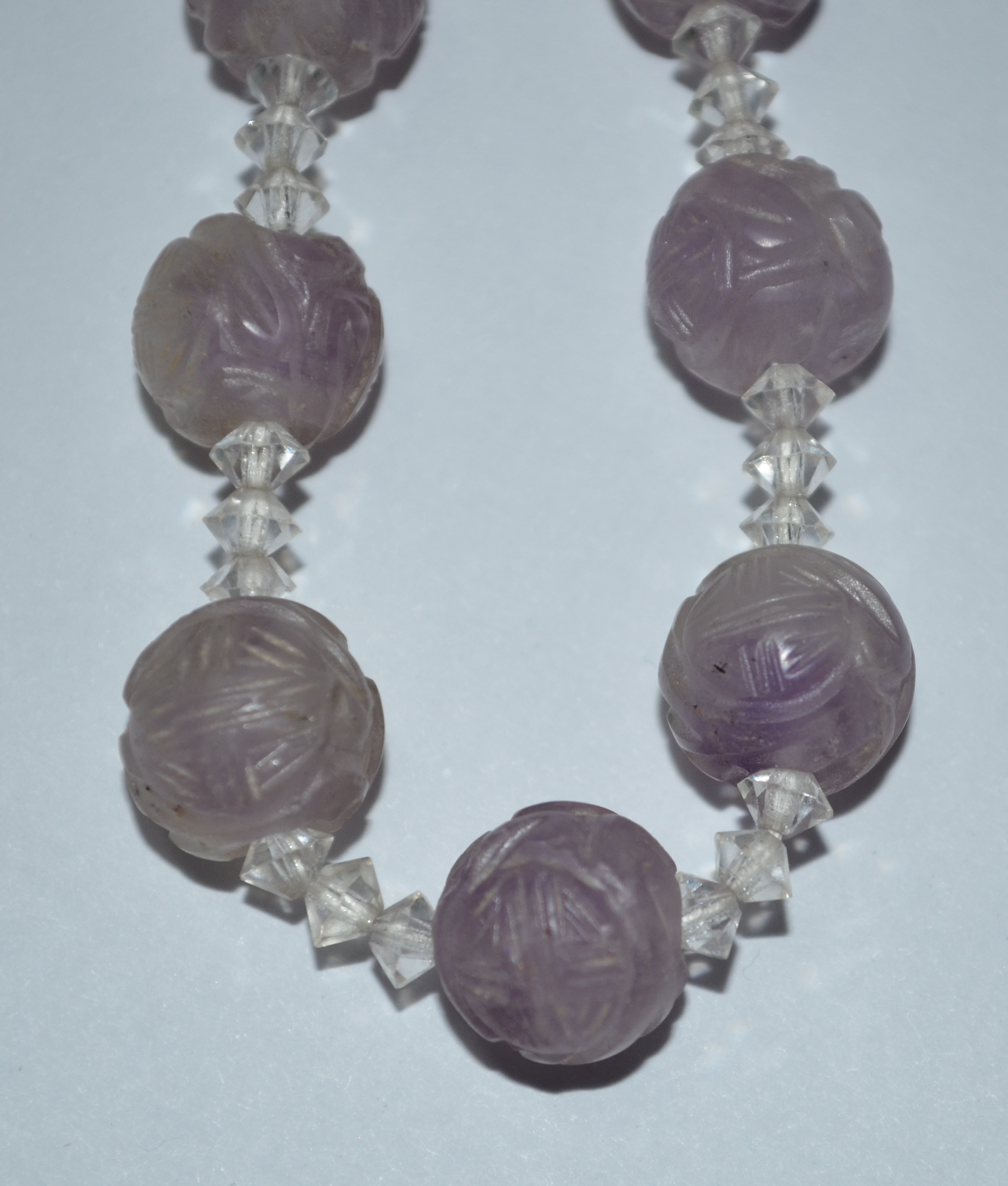 CHINESE CARVED AMETHYST ANTIQUE NECKLACE - Click Image to Close